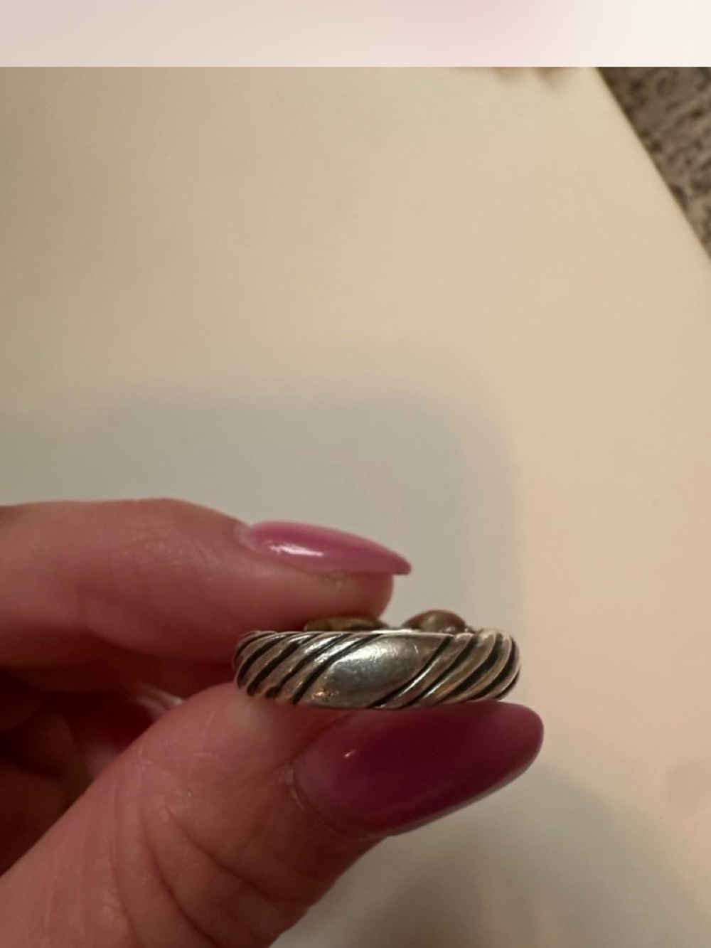 100% Authentic Rare David Yurman Two-Tone Twisted Cable Ring in Silver and Gold - Picture 14 of 16